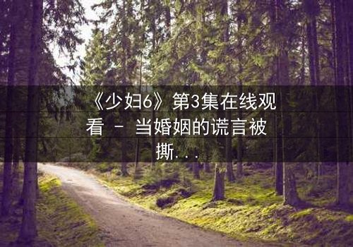 《少妇6》第3集在线观看 - 当婚姻的谎言被撕碎,她如何绝地反击?